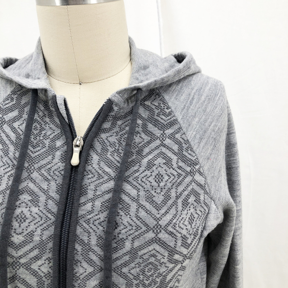 SMARTWOOL Gray Print Merino Wool Hoodie Sweater - Picture 2 of 5